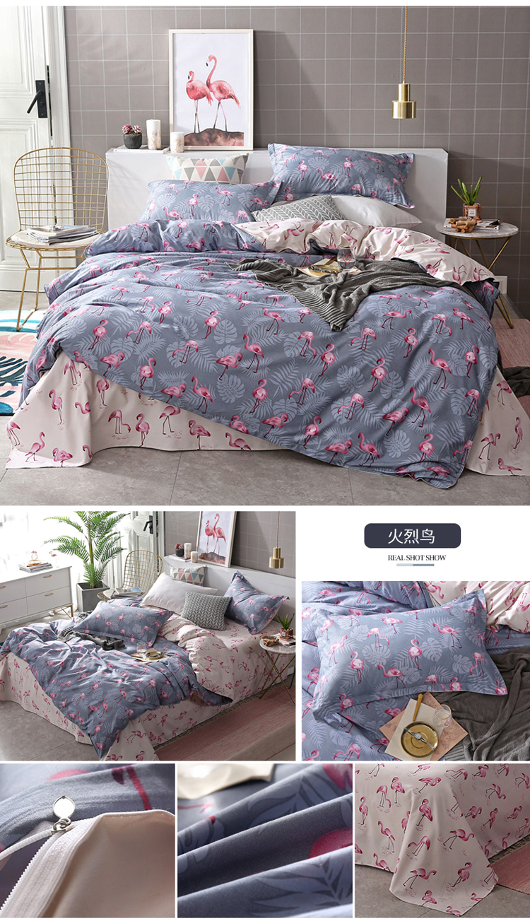 Net màu đỏ tờ bông giường ba bộ bông sinh viên phòng ngủ đơn quilt cover 2 bộ mùa hè bốn miếng