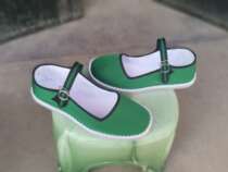 White plastic bottom female square mouth cingulum shoes green handmade cloth shoes big code youthful and casual breathable without smelly feet