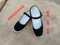 Word-of-the-word lady square oral cloth shoes working shoes Black-lined suede tyre bottom black rubber bottom single shoe low helping flat bottom