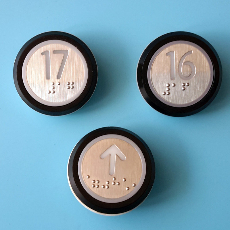 Elevator Accessories Giant Kone Black Edge Button A4J16467 A4J16465A2 with Braille Round Button