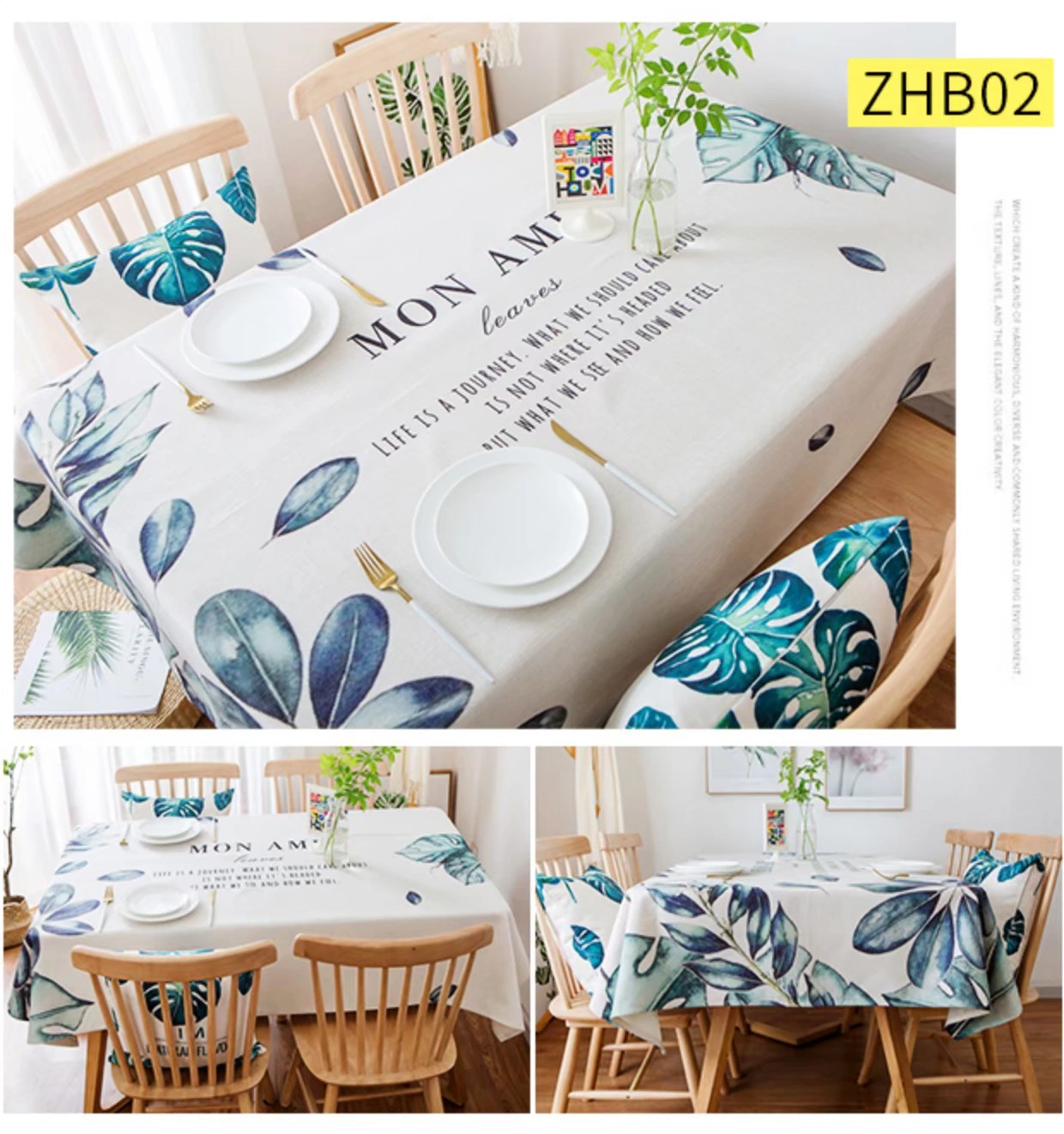Khăn trải bàn Bắc Âu vải cotton và cây xanh nhỏ tươi không thấm nước chống nóng bàn trà vải bàn hình chữ nhật khăn trải bàn