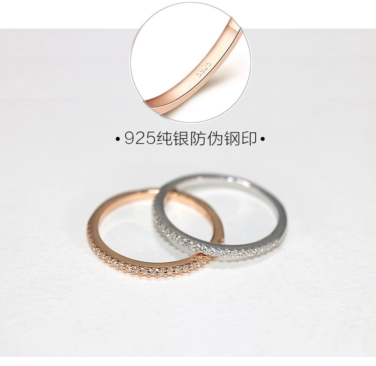 S925 sterling silver trang trí đơn giản vòng zircon hàng tốt kim cương nữ ngón trỏ ngón tay kim cương vòng đuôi nhẫn ngón tay cái nhỏ mô phỏng sinh viên vòng