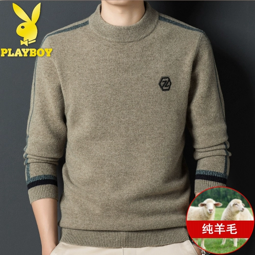Playboy, шерстяной демисезонный утепленный трикотажный базовый приятный телу свитер