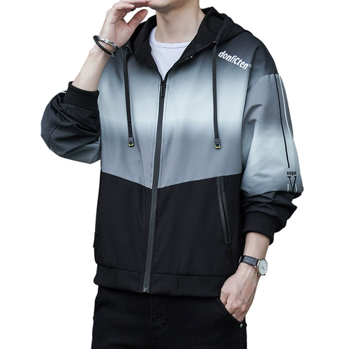 Playboy, мужская весенняя куртка для отдыха с капюшоном, осенняя, градиент, свободный крой