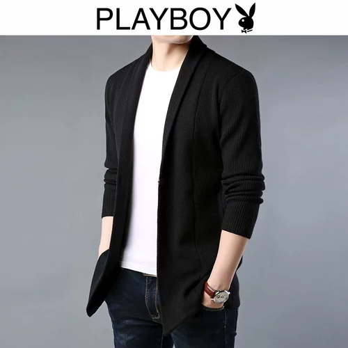 Playboy, осенний трикотажный свитер, длинный кардиган, куртка, в корейском стиле, средней длины, увеличенная толщина