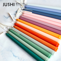 Home colored lighting candle daily romantic wedding pole Morandi color rod wax 4 candlelight dinner props