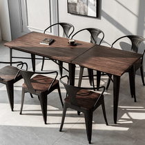 American solid wood restaurant table and chair milk tea shop restaurant coffee shop table and chair iron retro industrial wind music Dining Bar