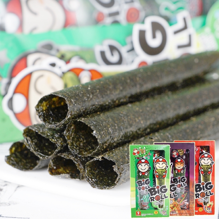 Thai imported Big Roll boss boy classic small snack crispy seaweed roll 27g *3 box multi-flavor selection