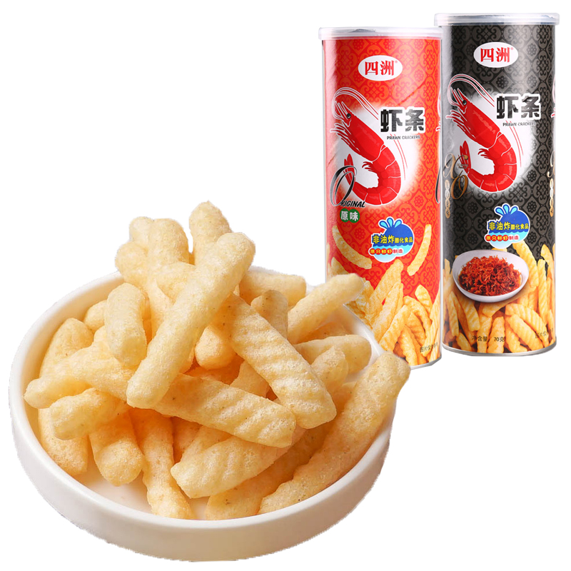 Sizhou Shrimp Strips Puffed Food Leisure Snacks Gift Pack Children's Net Red Bar Nightclub Snacks Canned 70g