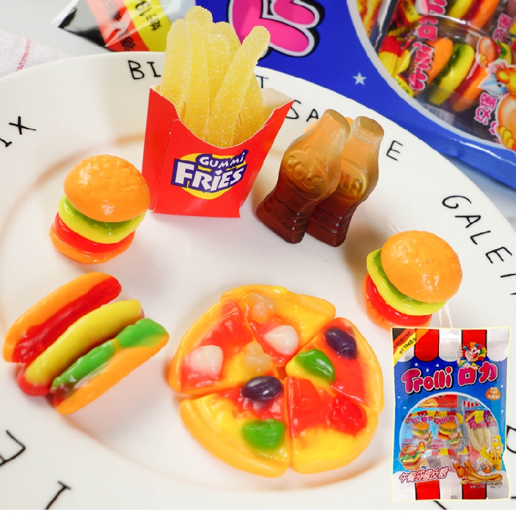 Germany Trolli mouth force gummy burger cola fries American children's lunch bag qq juice gummy 77g