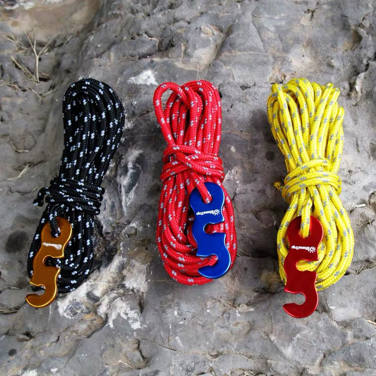 Outdoor camping luminous canopy tent rope 3mm thick nail rope three-eye pull rope fixed windproof reflective rope