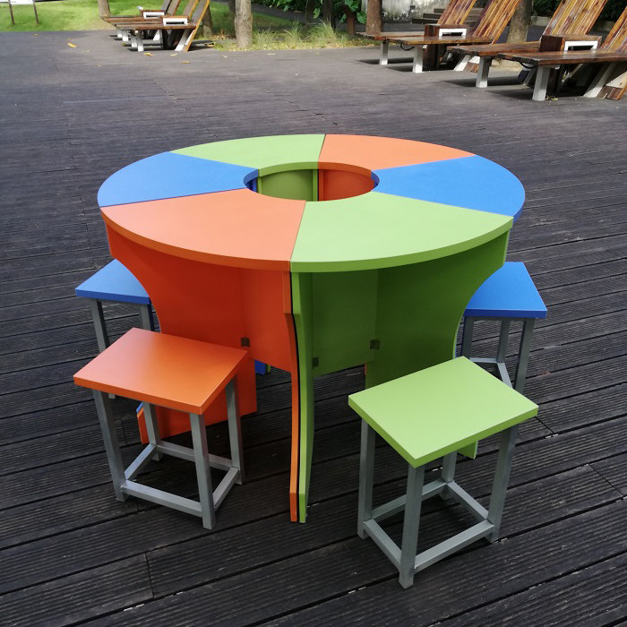 Student hexagonal computer desk creator experimental table trapezoidal color combination reading table splicing hexagonal table and chairs
