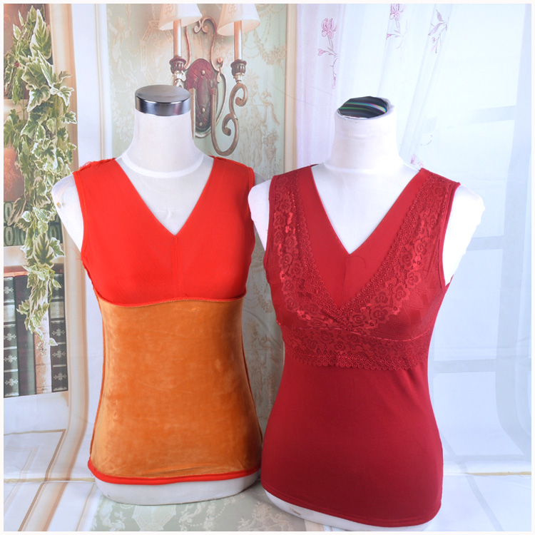Mùa thu và mùa đông ấm áp và áo vest cashmere của phụ nữ mặc đồ lót từ việc mặc áo ngực định hình cơ thể áo sơ mi dày trung niên áo lót nam sát nách