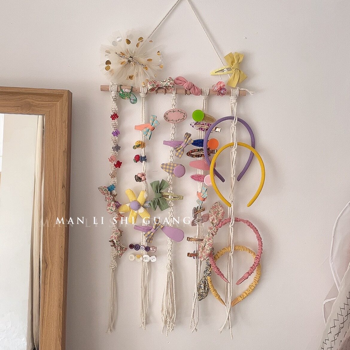Original hand-woven hair clamp incorporates diy material package large-capacity children hair decoration with in Nordic wall hanging