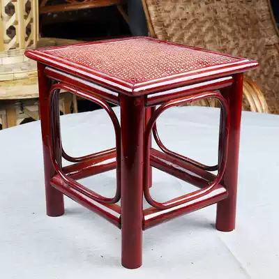 Net red rattan small stool bamboo woven grass dwarf stool lazy man hand-made shoe stool home small bench bamboo