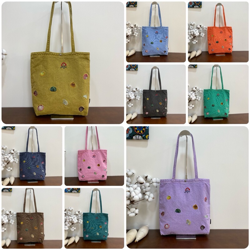 Joreking2026 Original Hand-Painted Denim Bag Shoulder Bag Casual Tote Bag Embroidered Shell Small Octopus Cloth Bag