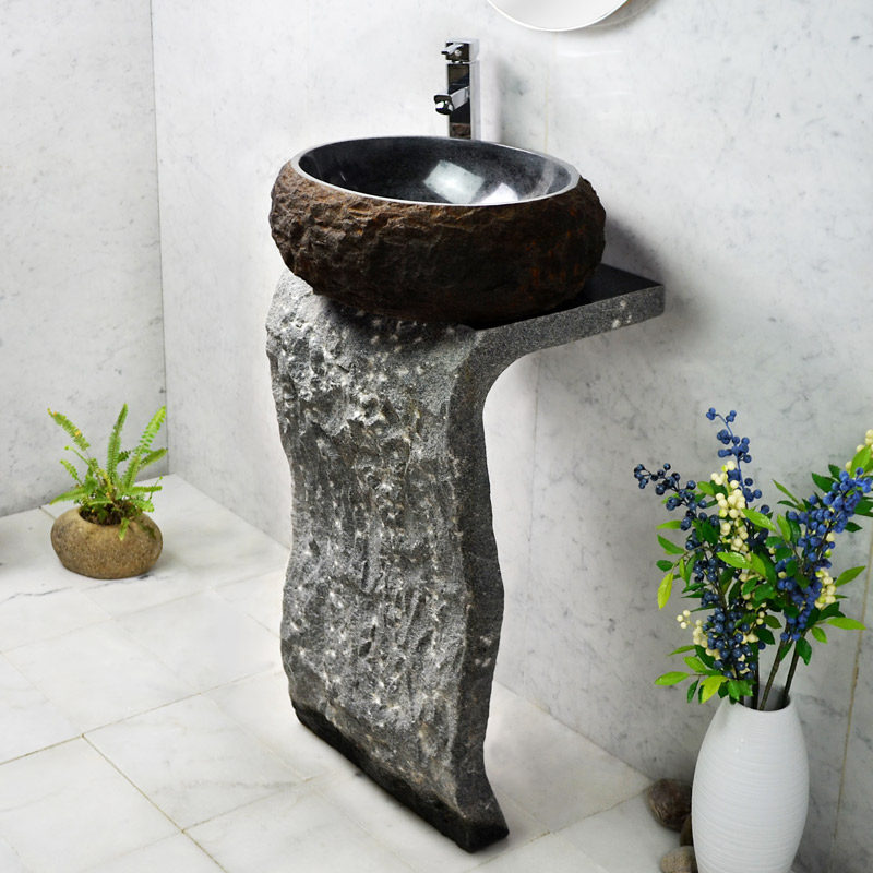 Courtyard Wash Basin Pool Balcony Art Garden Outdoor integrated floor Home imitation ancient stone upright type washbasin