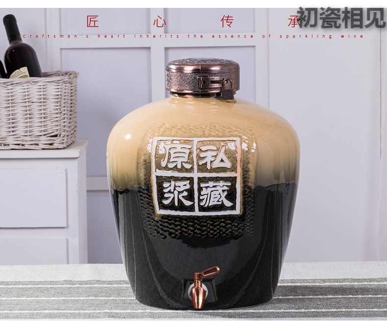 Wen rhyme jingdezhen ceramic up jars possession of 5 jins of 10 jins 20 jins 30 kg bottle wine bottle wine wine