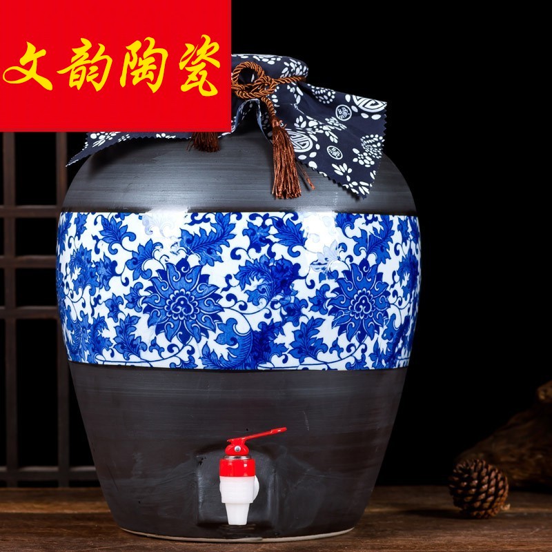 Jingdezhen ceramic jar 10 jins of 50 pounds to restore ancient ways mercifully jars empty bottles of blue and white wine bottle grinding