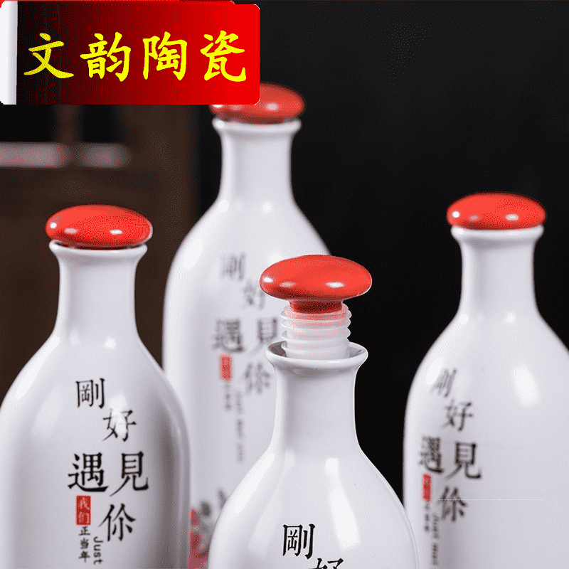 Wen rhyme ceramic bottle 1 catty a small home an empty bottle seal pot of creative decoration wine liquor jar