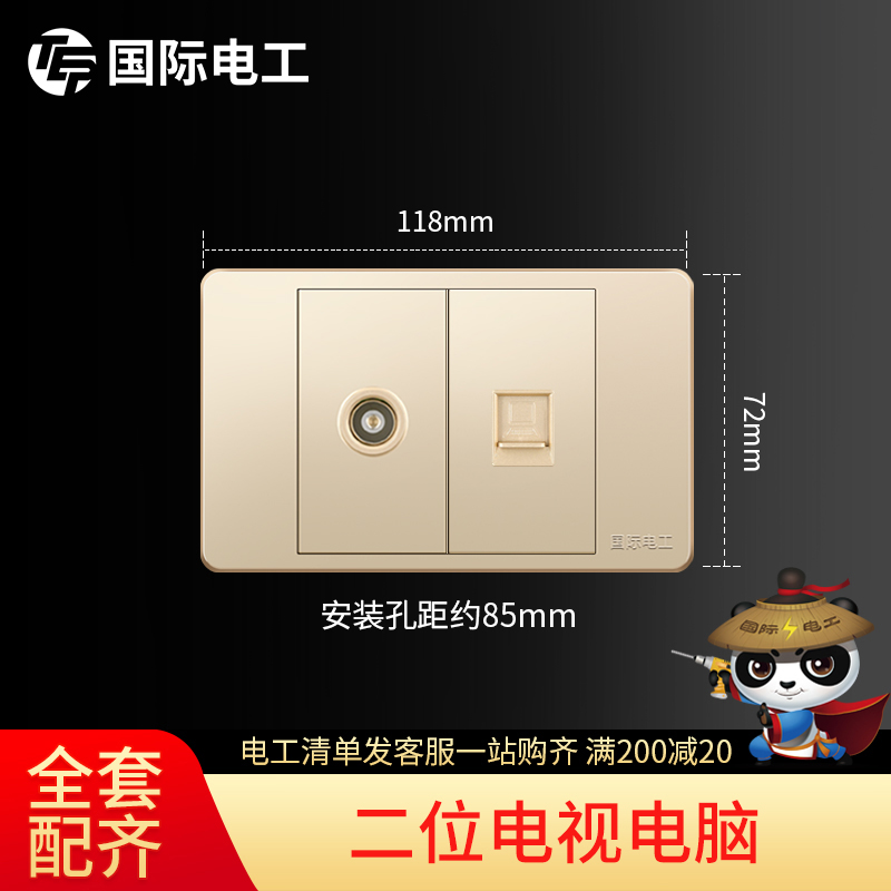 (TV Computer) International Electrician 118 Type Switch Socket Panel Concealed Home TV Computer Socket