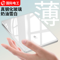 International electrician white one open double control double open single open double wall household light switch concealed socket panel