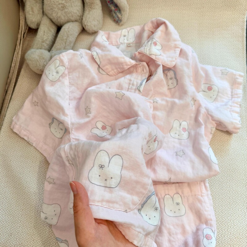 Sweet Girly Doll Collar~Class a 100% Cotton Double-Layer Gauze Summer Breathable Home Wear Short-Sleeved Shorts Cartoon Set Sweet Girly Doll Collar~Class a 100% Cotton Double-Layer Gauze Summer Breathable Home Wear Short-Sleeved Shorts Cartoon Set