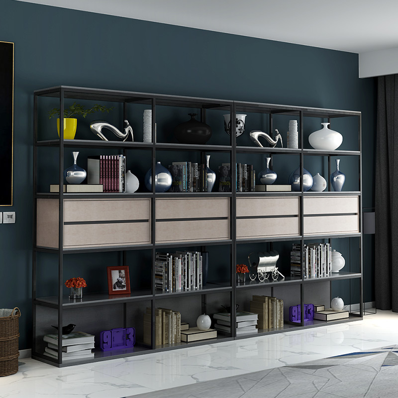 Nordic Light Extravagant Bookcase Minimalist Modern Glass Door Display Cabinet Floor Bookcase Storage Cabinet Shelves Cabinet Portfolio