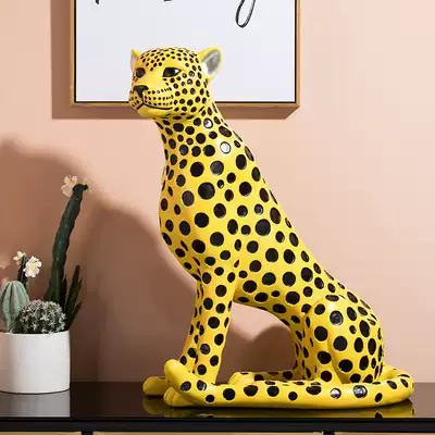 Nordic modern model room Hotel Villa living room decoration decoration big lucky leopard decoration floor craft gift decoration
