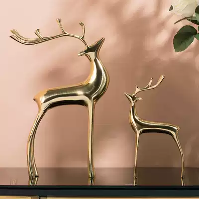 New Chinese American light luxury lucky pure copper deer ornaments living room entrance TV cabinet wine cabinet creative decorations