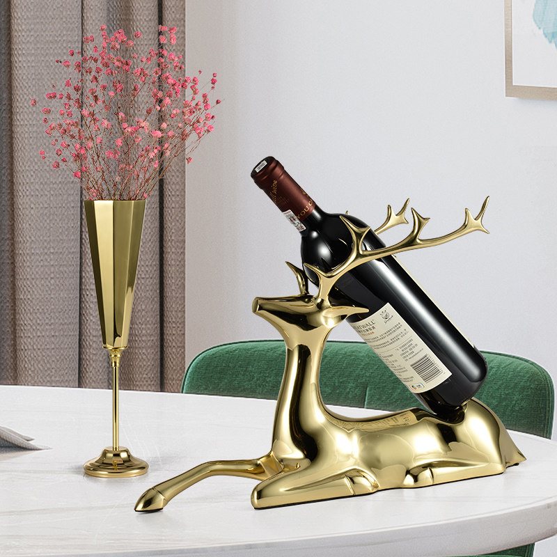 Jo Relocation New Residence Gift Opening New Home Gift Opening Shop Opening Big Ji Crafts Swing Piece Bronze Red Wine Rack High-end Atmosphere-Taobao