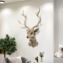 Creative fortune deer head wall hanging living room entrance TV background three-dimensional wall decoration pendant light luxury high-end