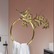 French retro all-copper bird towel bar bath towel storage hook storage rack high-end atmosphere and high-end art