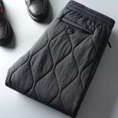 Thickened warm cotton sandwich car grid cold-proof waterproof fabric men's slim casual pants outside wearing cotton pants