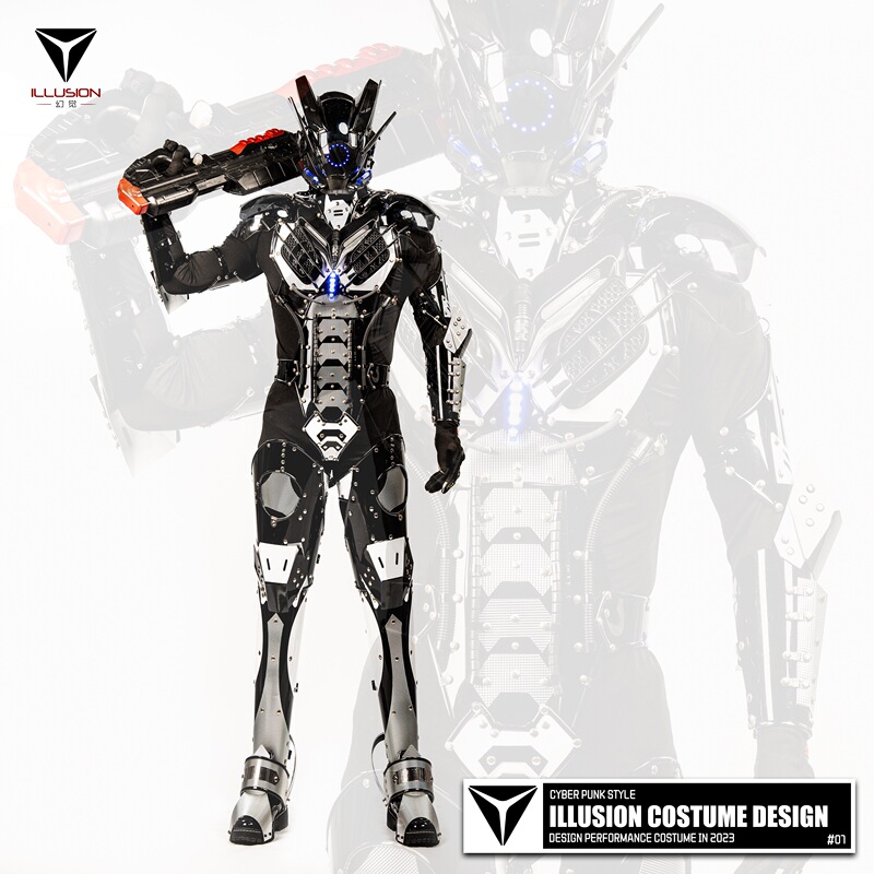 Future Technology-Inspired Sci-Fi Men's Space Warrior Cyberpunk Gogo Performance Costume Movie Advertisement Shooting Outfit