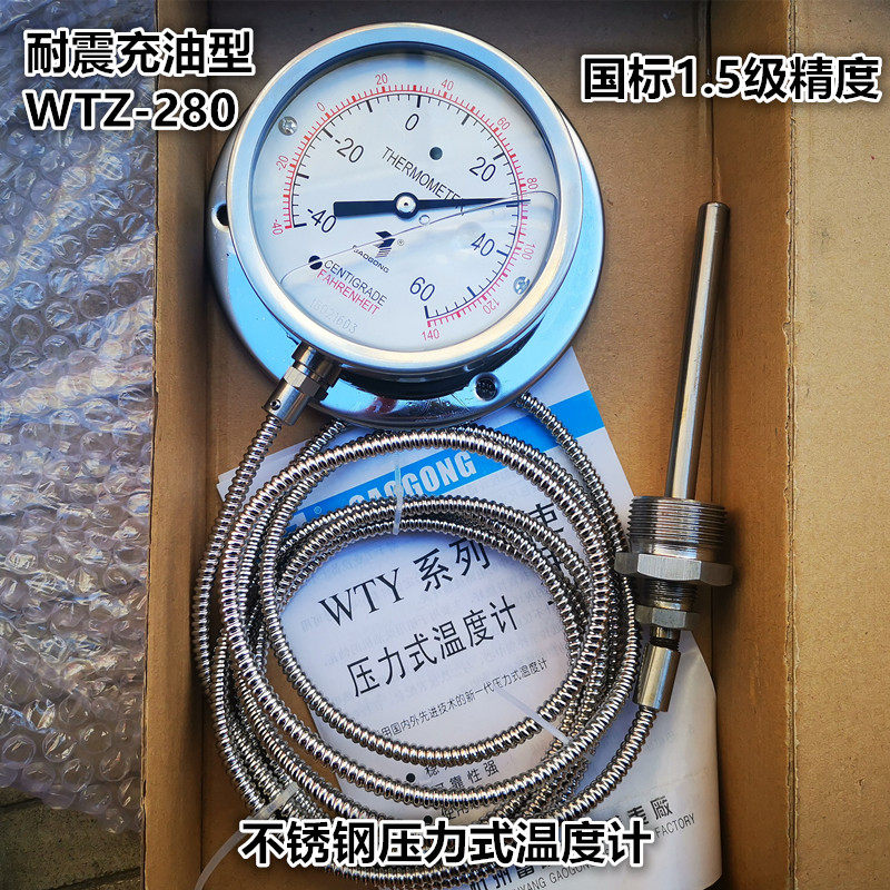 Hangzhou Fuyang Hot Work WTQ WTZ-280BF-N Shock Resistant 304 Stainless Steel Thermometer Liquefied Gas Tank Car Trough Car