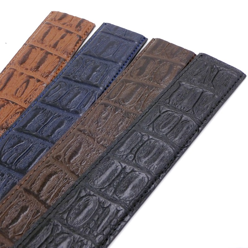 Men's genuine leather automatic buckle without head strap not taking the lead belt Bull Leather 3 5CM Crocodile print with black brown curry