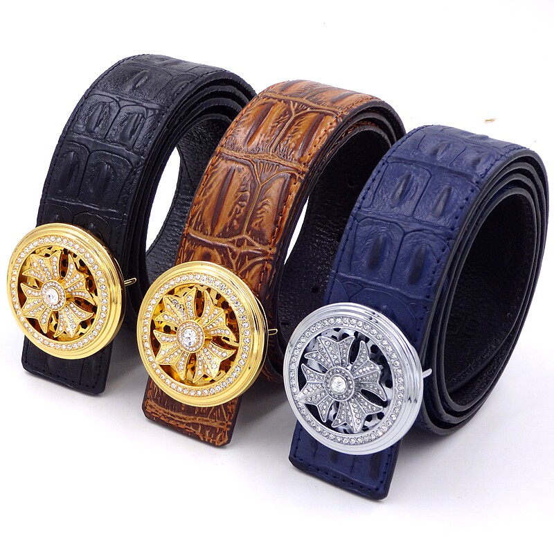 When running men's belt water drill smooth buckle youth hundred casual trend net red gyro cowhy trouser belt