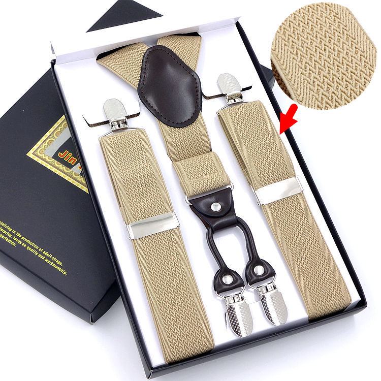 Solid Jacquard Men's Cuddling Bag Male style harness Western pants Baby Bag Clip Thickened Fat Person Tightness Shoulder Strap Business Hanging Pants Strap