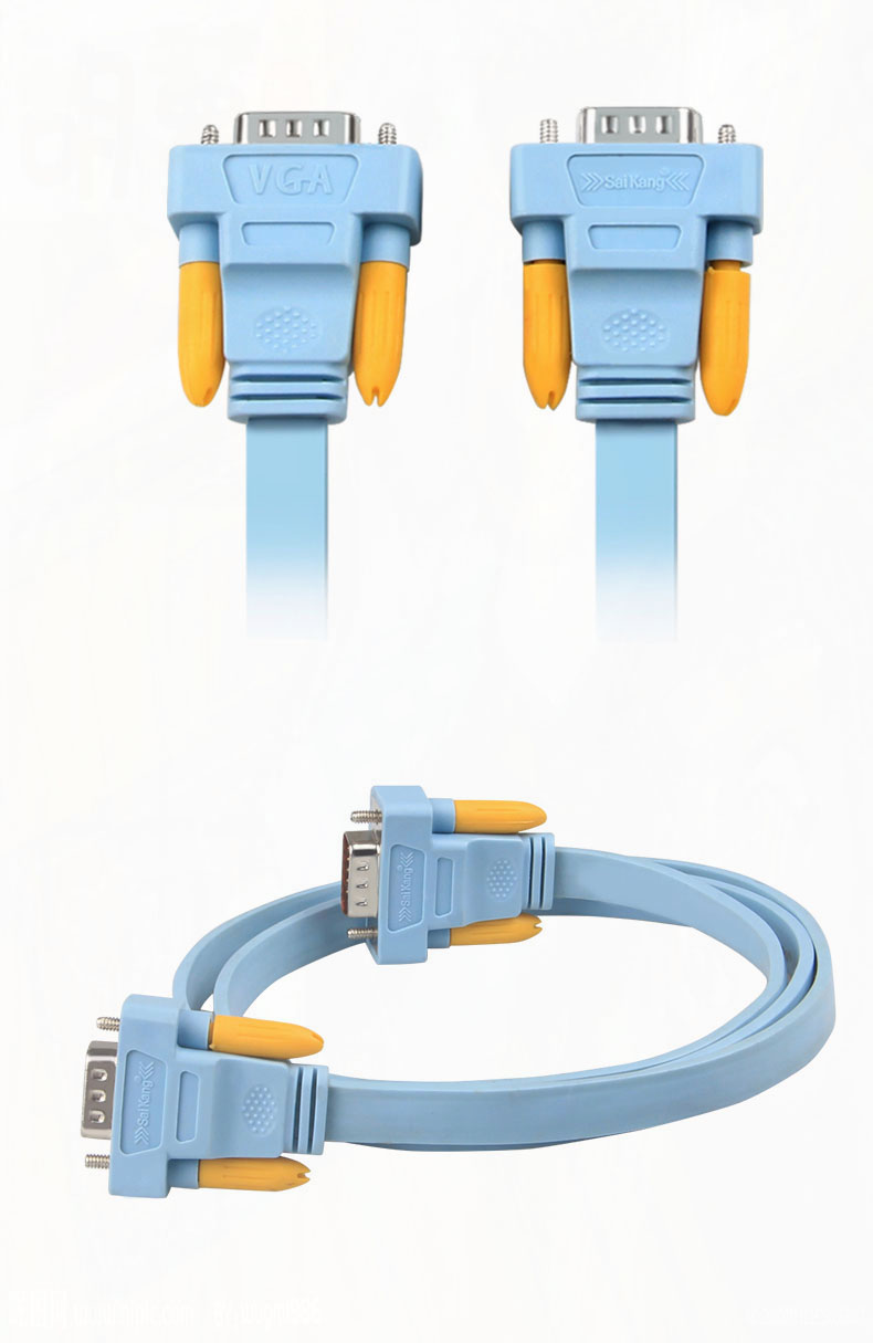 Flat VGA cable Male to male computer monitor cable HD projector video cable 0 8m