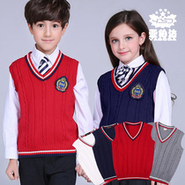 Childrens vest wearing foreign-style baby knitted cardigan thin mens and womens spring and autumn winter waistcoat wool vest