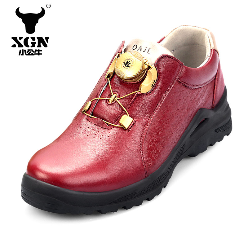 XGN Small Bull Women's Shoes Fall Genuine Leather Travel Shoes Wear-proof Breathable Outdoor Casual Shoes Sports Qai Wellness Shoes-Taobao