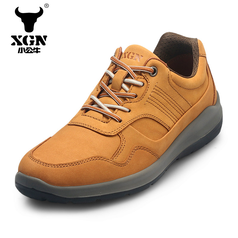 XGN Small Bull Bull men casual shoes genuine leather shoes new casual leather shoes Men's Inron 100 lap sports men's shoes 