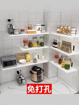 Non-perforated kitchen shelf Wall-mounted microwave oven seasoning multi-function storage shelf Wall planks layered shelf