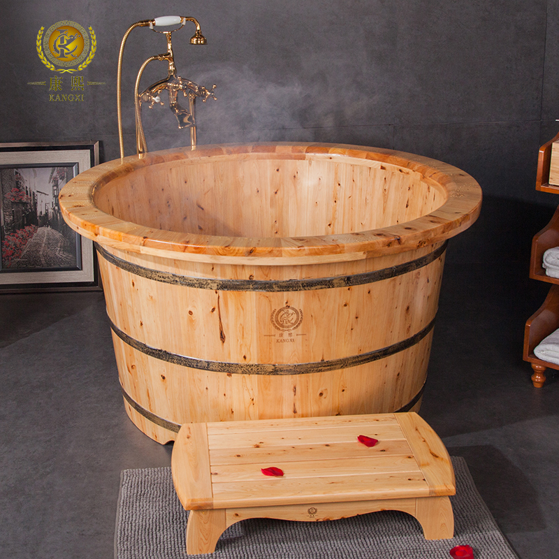 Kangxi cedar wood bath barrel bath barrel high-end round bath barrel spa bath tub high-end customizable