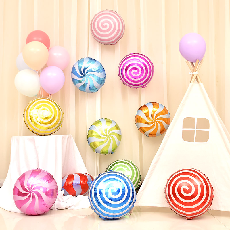 18-inch round lollipop Candy Aluminum Film Balloon Candy Cartoon Aluminum Foil Steam Ball Wedding birthday Decorative Party Arrangement