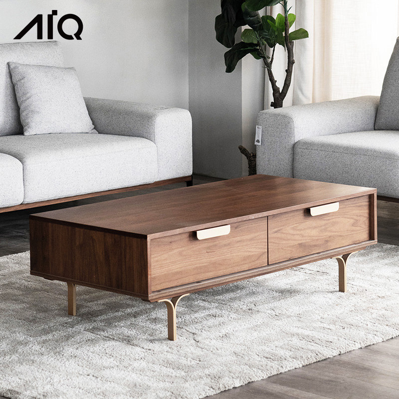 iktii Aiqian simple modern coffee table square walnut color living room small apartment minimalist square coffee table tea table
