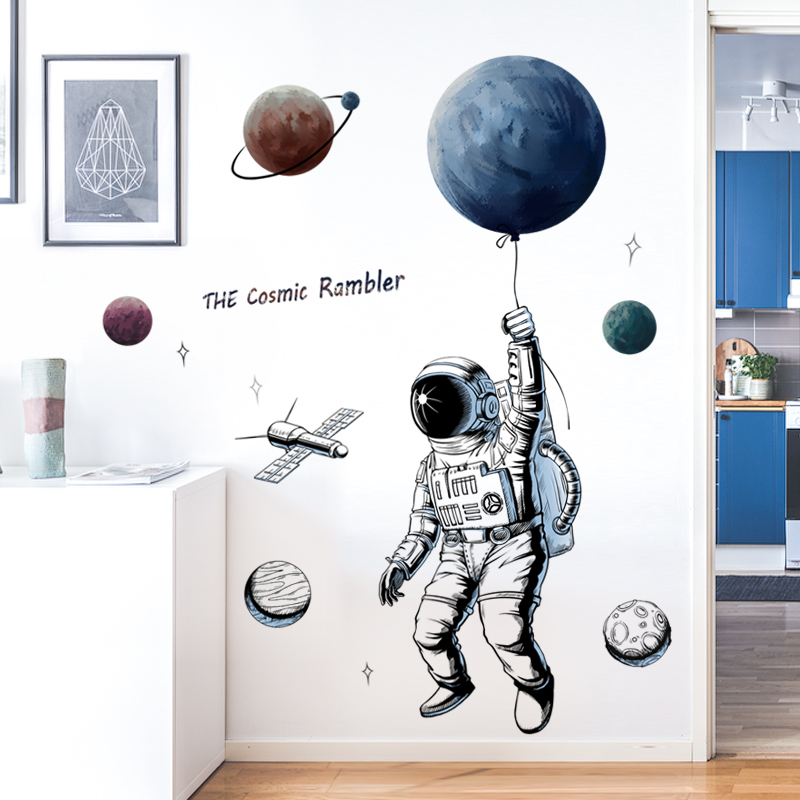 Children's room layout 3d three-dimensional wall stickers poster spaceman bedroom wall decoration kindergarten wall stickers