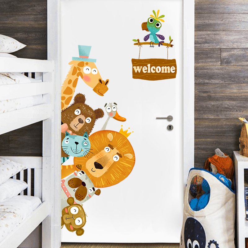 Door Stickers, Children's Room Wall Decoration Stickers, Bedroom Kindergarten Background Wall Wallpaper, Ugly-Covering Wallpaper, Cartoon Wall Stickers