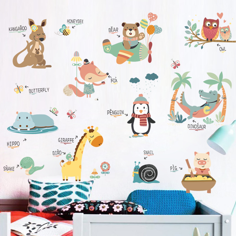 Creative Children Cartoon Wall Sticker Elementary School Classroom Placement Decoration Baby Bedroom Decorations Early Teaching Stickers Wall Stickler